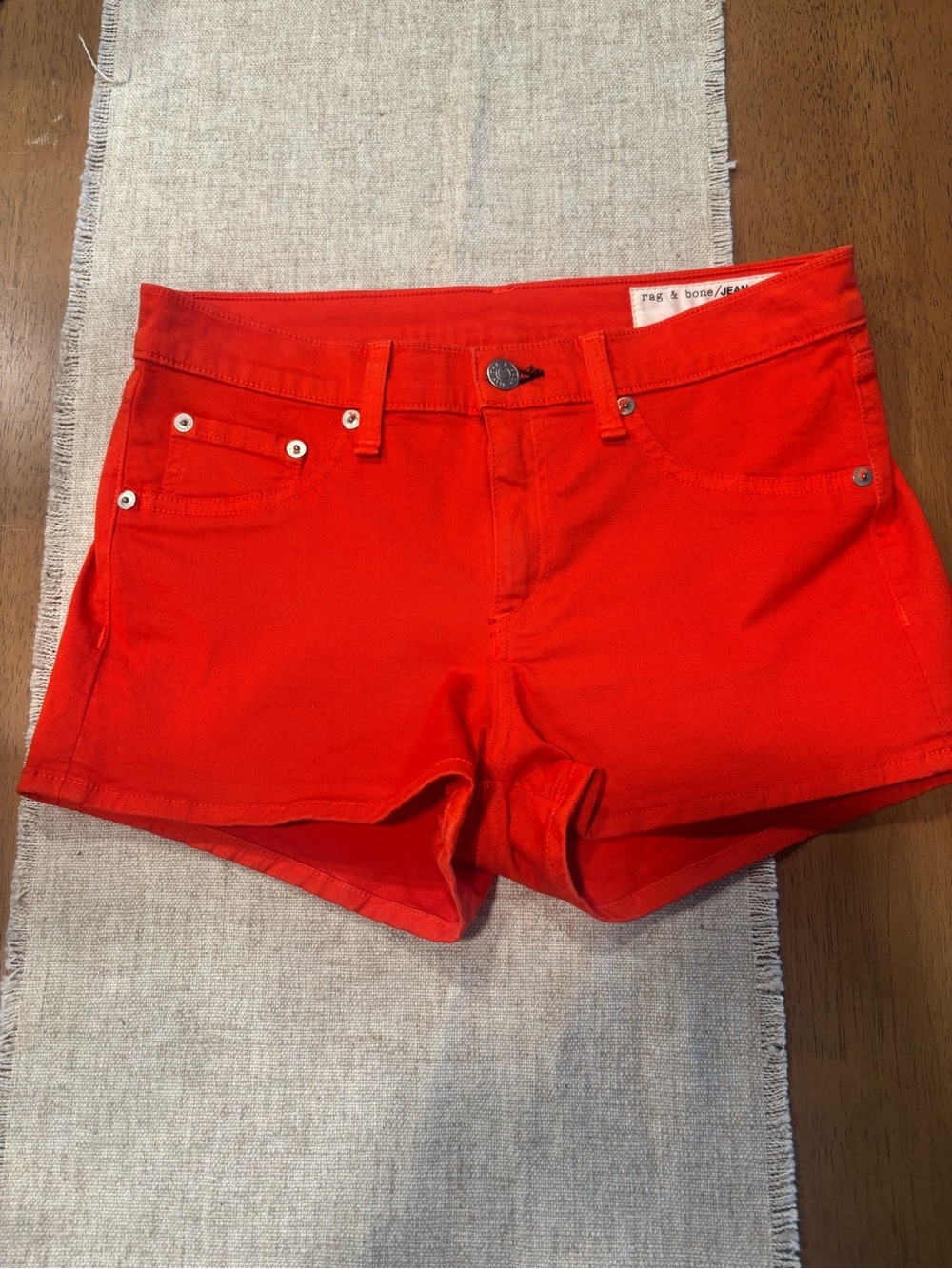 Rag & Bone/JEAN Bright Red/Orange Denim Shorts Size 27